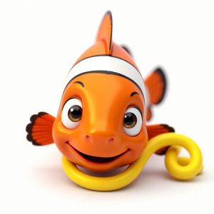 flux dev a vibrant 3d clownfish with bright orange and white s 3